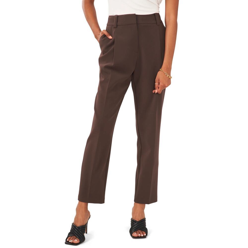 Vince Camuto Pleated Straight Leg Trousers in French Roast Size 10